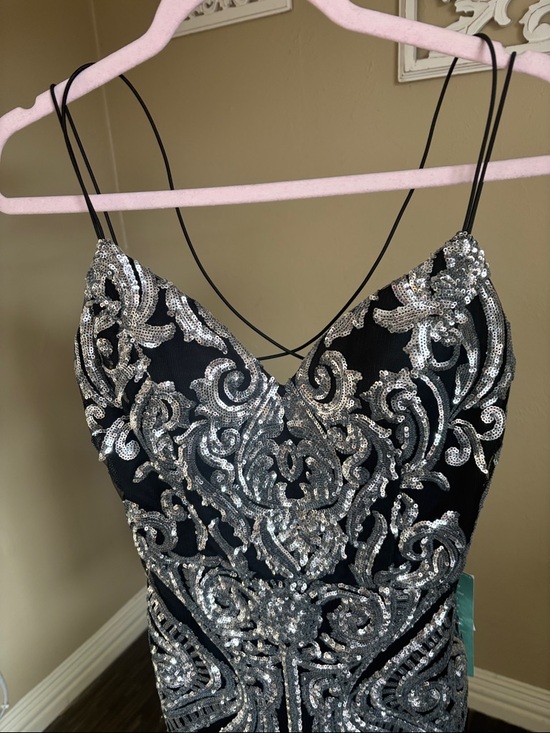 B. smart Black & Silver Sequins Strappy Party mini Dress - Picture 8 of 16